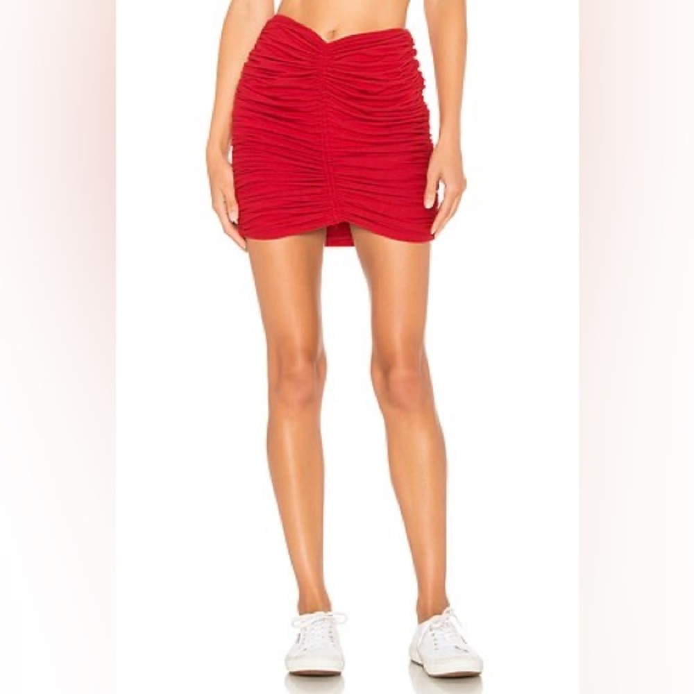 Indah Arancini Ruched Mini Skirt in Kiss NWT